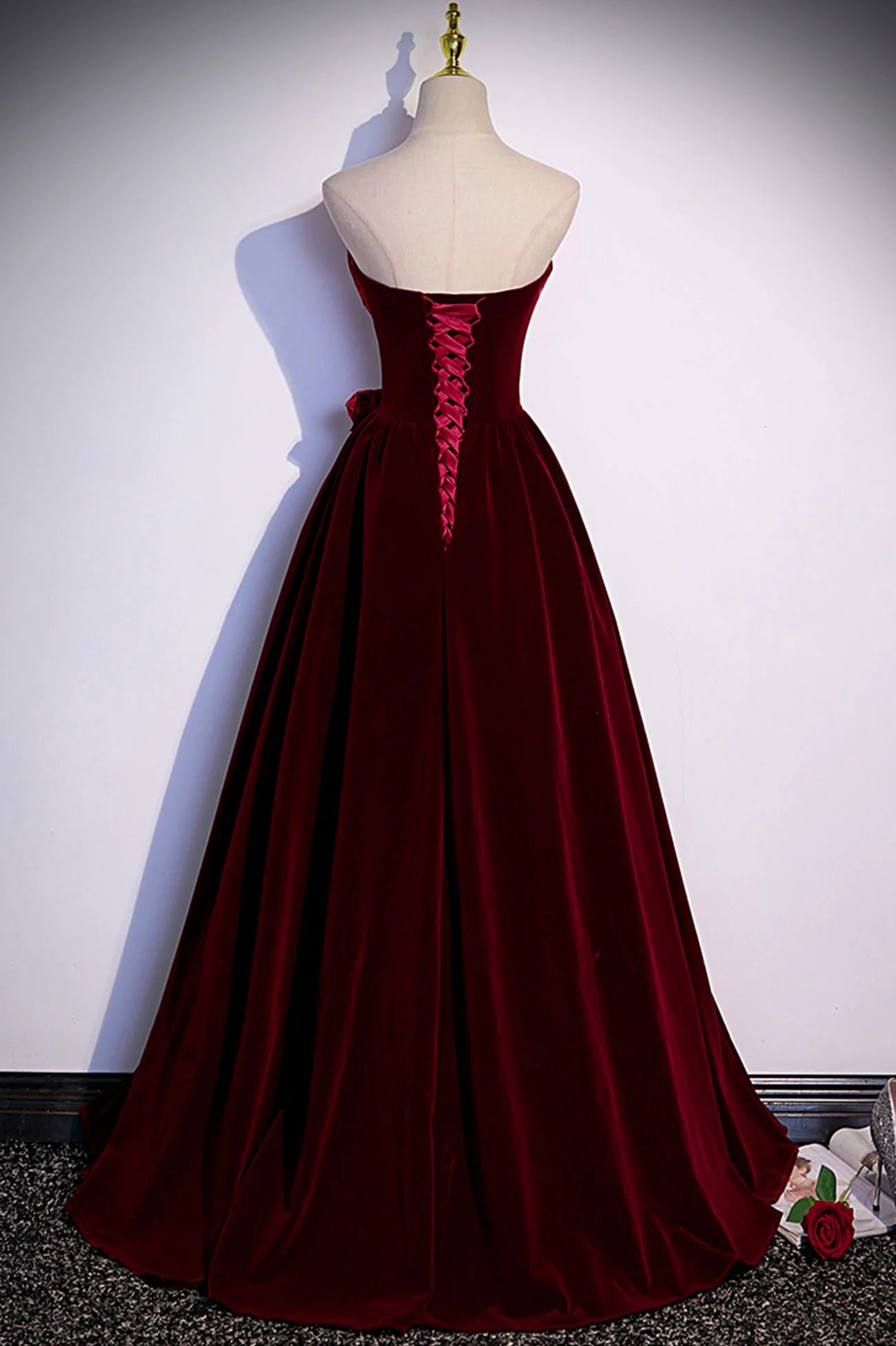 Weitese Dresses Formal Burgundy Velvet Long Prom Dress A-line Evening Gown Stores With Prom Dresses